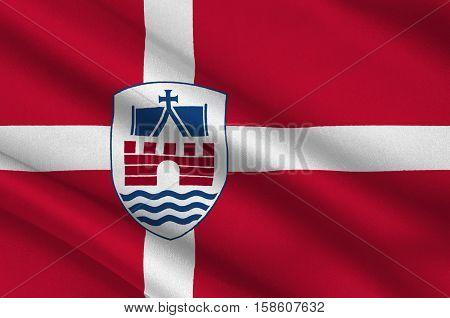 Flag of Faaborg-Midtfyn in Southern Denmark Region. 3d illustration
