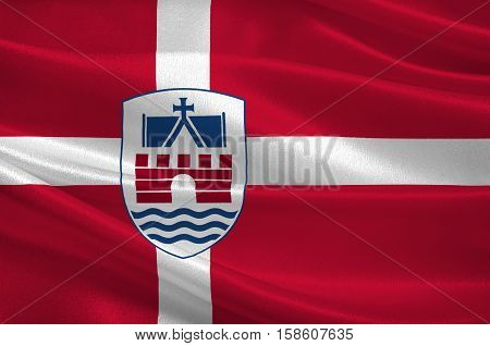 Flag of Faaborg-Midtfyn in Southern Denmark Region. 3d illustration