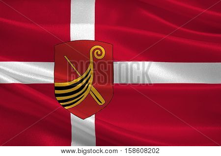 Flag of Kerteminde in Southern Denmark Region. 3d illustration
