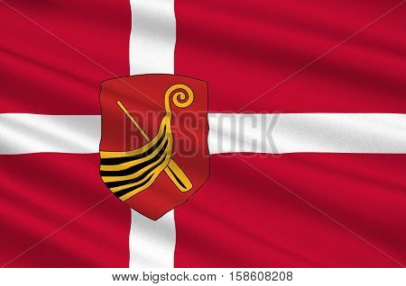 Flag of Kerteminde in Southern Denmark Region. 3d illustration