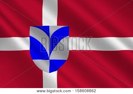 Flag of Billund in Southern Denmark Region. 3d illustration