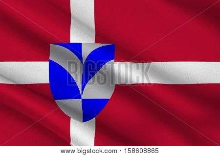 Flag of Billund in Southern Denmark Region. 3d illustration