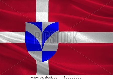 Flag of Billund in Southern Denmark Region. 3d illustration