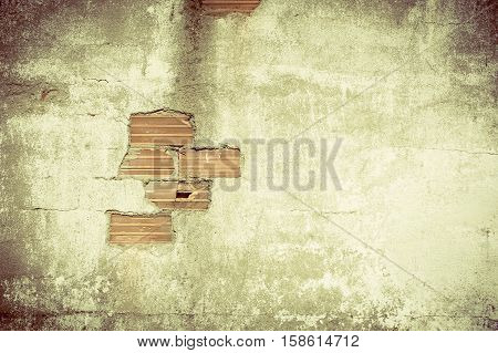 Destroyed Concrete and Brick wall with grunge effect