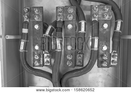 metal, ground, electrical, background, isolated, wires, junction, green, technology, line, equipment, power, energy, construction, industry, high, industrial, danger, connection, bar, electric, electricity, wire, cable, supply, electrician, john, insulati