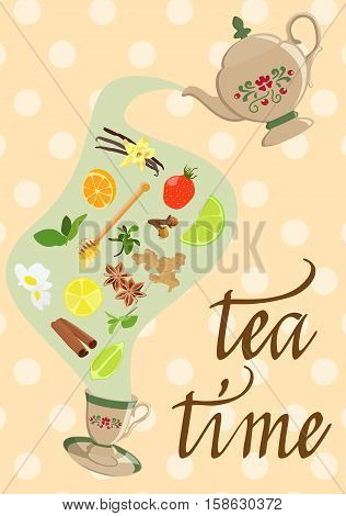 Vector picture tea with a natural additives