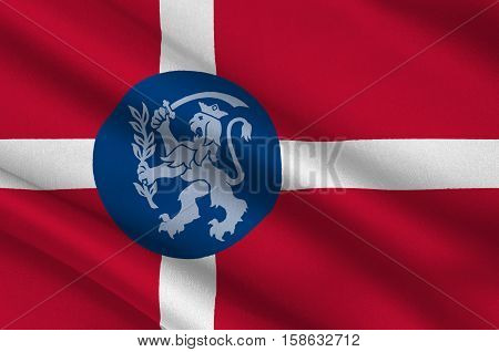 Flag of Fredericia in Southern Denmark Region. 3d illustration