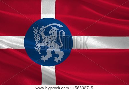 Flag of Fredericia in Southern Denmark Region. 3d illustration
