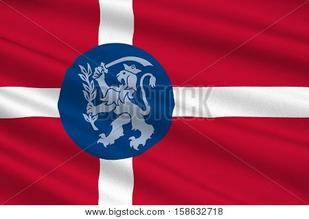 Flag of Fredericia in Southern Denmark Region. 3d illustration