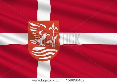 Flag of Kolding in Southern Denmark Region. 3d illustration