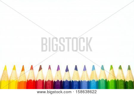 Colour pencils isolated on white background school