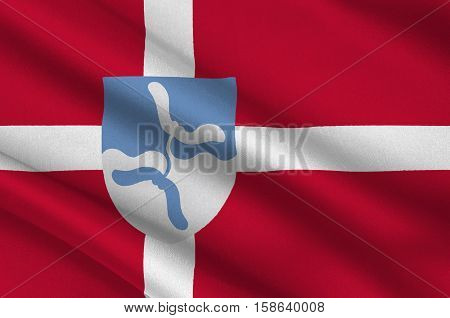 Flag of Vejen in Southern Denmark Region. 3d illustration