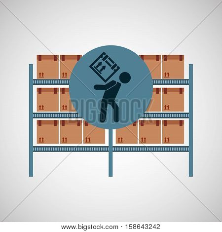 warehouse box woker design icon vector illustration eps 10