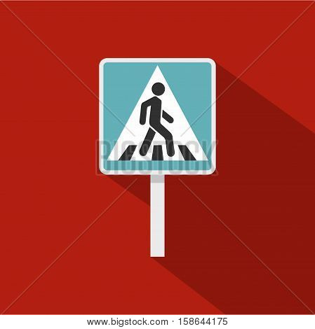 Pedestrian road sign icon. Flat illustration of pedestrian road sign vector icon for web isolated on rufous background