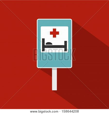 Hospital traffic sign icon. Flat illustration of hospital traffic sign vector icon for web isolated on rufous background