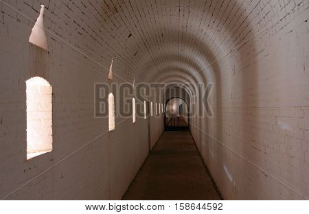 Interior View of Fort Barrancas, an historic Civil War era fortification in Gulf Islands National Seashore, Pensacola, Florida