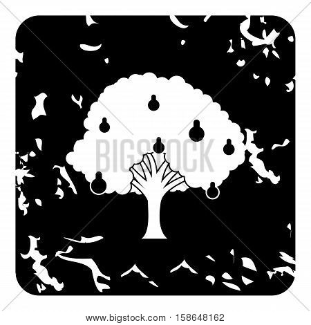Big pear tree icon. Grunge illustration of pear tree vector icon for web design