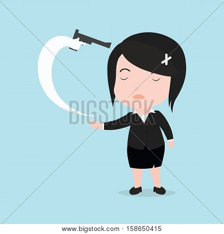 Business Woman Killing Her Self With Hers Word