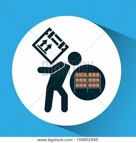 warehouse box woker design icon vector illustration eps 10