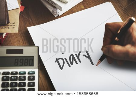 Diary Daily Record Journal Daybook Memoir Concept