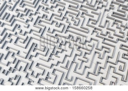 3d illustration cocrete labyrinth, complex problem solving concept.