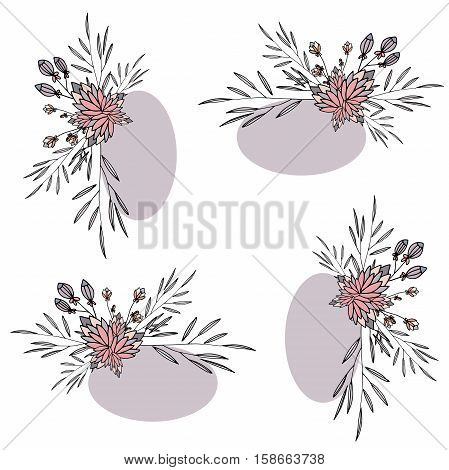 four vector flower frame for you cards and logo