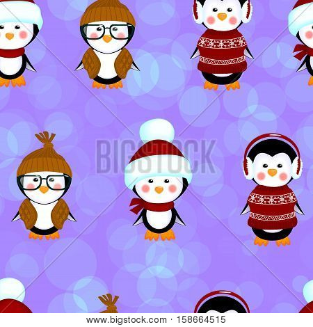 vector penguins seamless pattern christmas paper gift background animal holiday baby cute bird