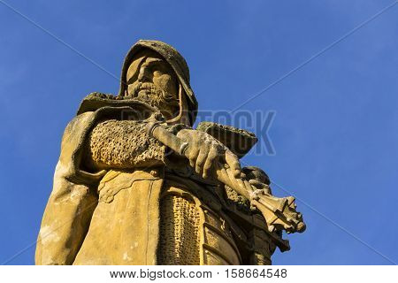 Jan Zizka Statue In Front Of Church In Tabor
