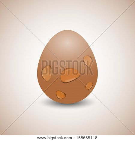 Realistic egg with transparent drops of water isolated on a yellow background. The vertical arrangement vector illustration.