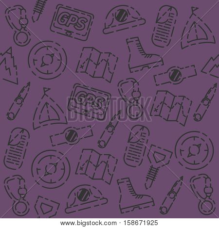 Mountaineering set pattern - creative vector background. Different colors variations. Mountaineering concept layout.