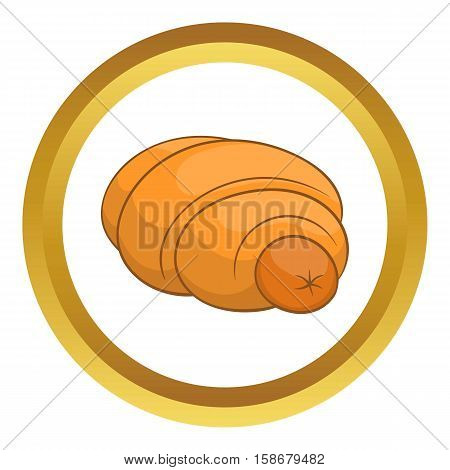 Sausage roll vector icon in golden circle, cartoon style isolated on white background