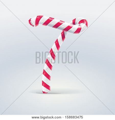 Mint hard candy cane vector number collection striped in Christmas colours. Figure 7 Vector illustration in cartoon style isolated from the background EPS 10