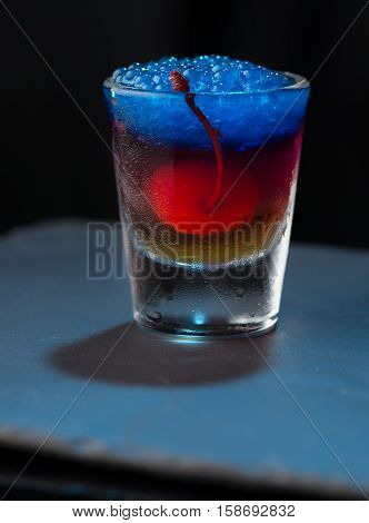 Colorful cocktails molecular alcohol bar blend black