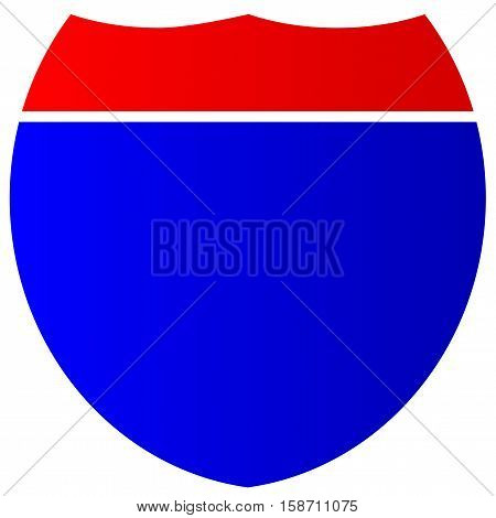 A blank red and white interstate sign over a white background