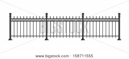 Black forged lattice fence. vector illustration isolated on white background