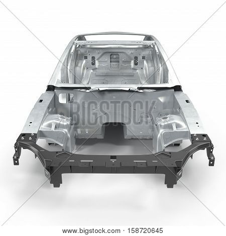 Car Frame without Chassis on white background. 3D illustration