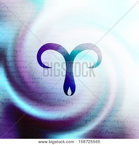 The sign of zodiac Virgo on a white blur background.