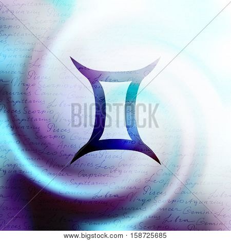 The sign of zodiac Virgo on a white blur background.