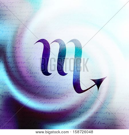 The sign of zodiac Virgo on a white blur background.