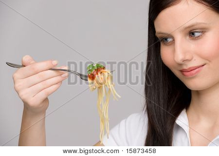 italienisches Essen gesund Frau Essen Spaghetti-sauce