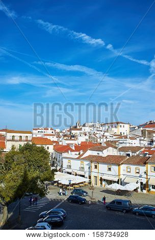 Rooftops Of Typical Buildings In Downtown Of Evora, Alentejo. Portugal.