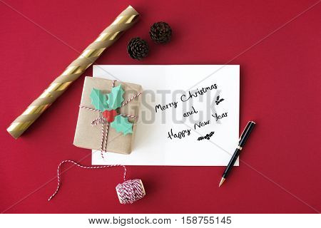 Merry Christmas and Happy New Year Family Holiday Festival Concept