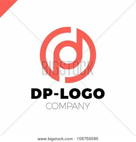 Letter D And Letter P Logo. Pd, Dp Initial Overlapping In Circle Letter Logotype