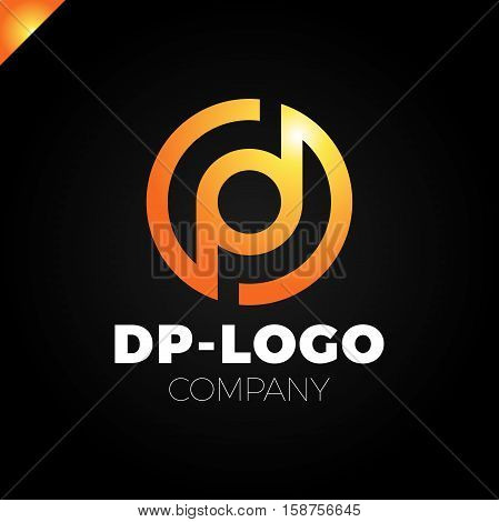 Letter D And Letter P Logo. Pd, Dp Initial Overlapping In Circle Letter Logotype