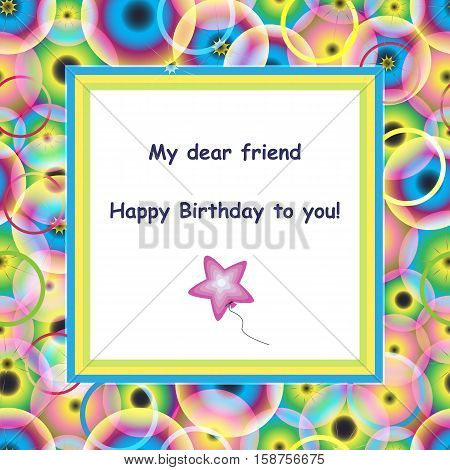 Abstract card template.Vector square frame with varicolored circles