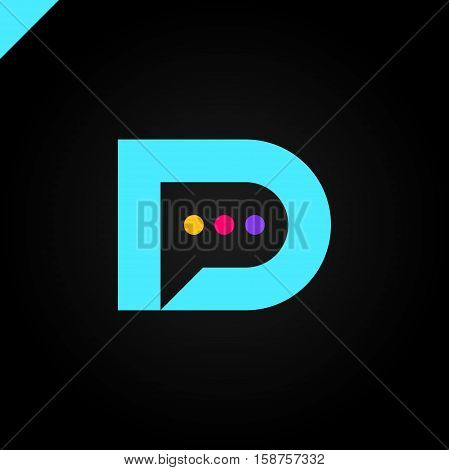 Letter D And Letter P Logo. Pd, Dp Initial With Chat Icon Letter Logotype