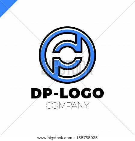 Letter D And Letter P Logo. Pd, Dp Initial Overlapping In Circle Letter Logotype