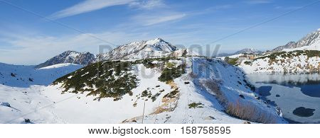 Panorama of Murodo Station at Tateyama Kurobe Alpine Route of Nagano Japan also known at sa Japanese Alps