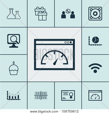 Set Of 12 Universal Editable Icons. Can Be Used For Web, Mobile And App Design. Includes Icons Such As Cosinus Diagram, Wireless, Segmented Bar Graph And More.