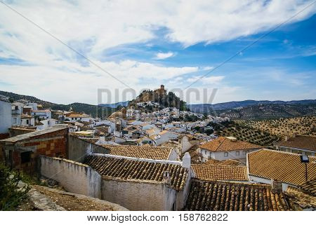 Beautiful Cityscape With Castle On  Hill In Montefrio, Spain